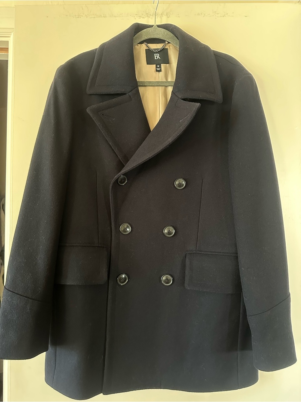 Banana Republic Men's Double-Breasted Peacoat in Navy Blue